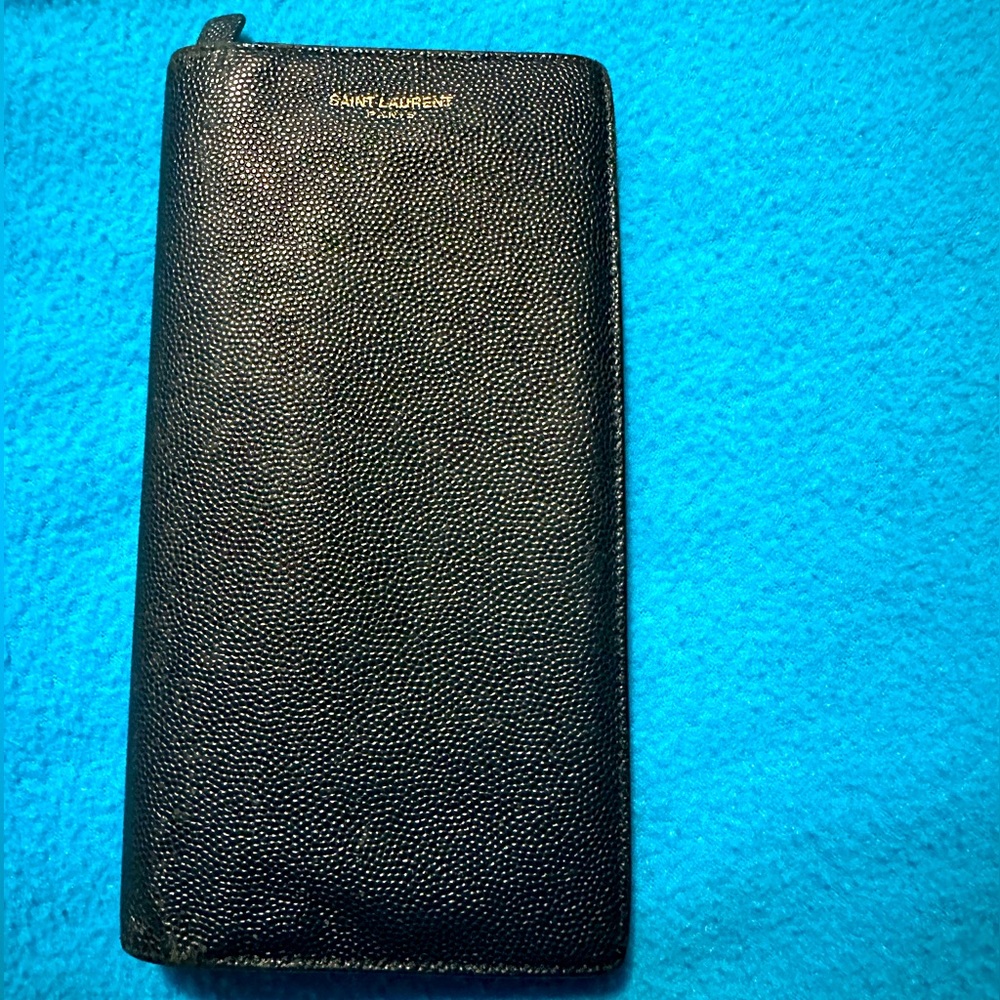 Black Saint Laurent Continental Grained Leather Wallet